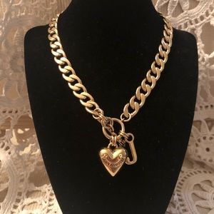 NWOT Vintage Juicy Couture Puffy Heart Banner Necklace